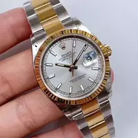 Swiss Rolex Datejust Siver Dial Stainless Steel Case Gold Bezel Two Tone Bracelet Rol20823