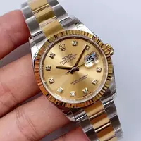 Swiss Rolex Datejust Gold Dial Stainless Steel Case Gold Bezel Two Tone Bracelet Rol20826