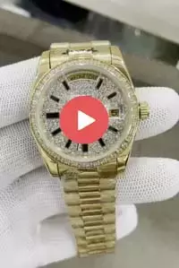 Rolex Day Date Diamond Dial And Bezel Gold Case And Bracelet